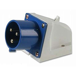 Defender Single Blue 32 Amp 240V male Plug INLET CONNECTOR (2P+T)